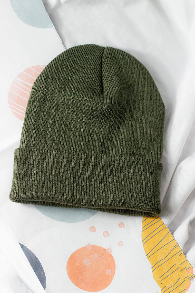 Khaki Green Beanie Hat - Sugar + Style