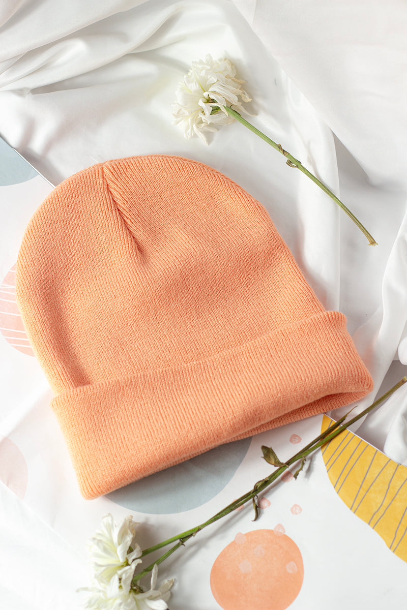 Peach Pink Beanie Hat - Sugar + Style