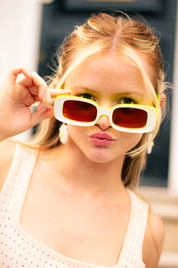 Rectangle Inward Bevelled Sunglasses - Sugar + Style