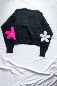 Crochet Applique Neon Floral Jumper