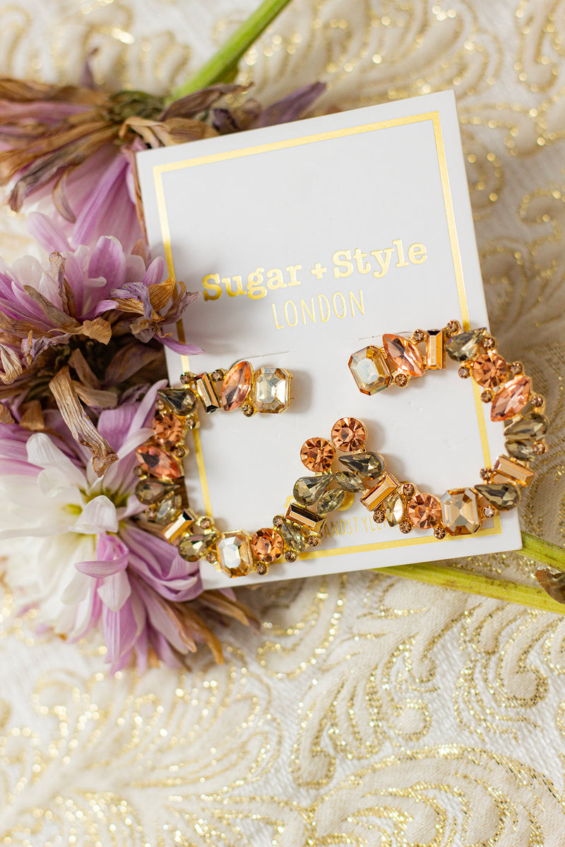 Gem Stone Circle Garland Earrings