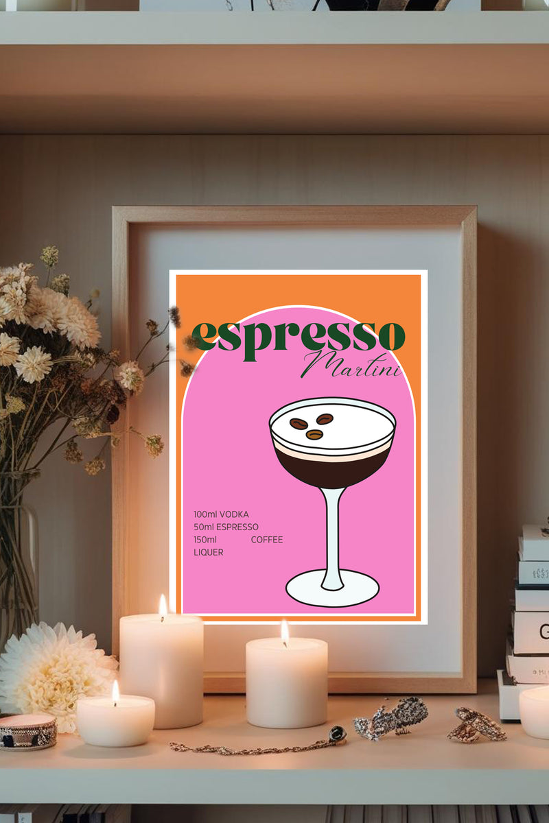 Espresso Martini Illustrated Recipe A4 Print - Sugar + Style