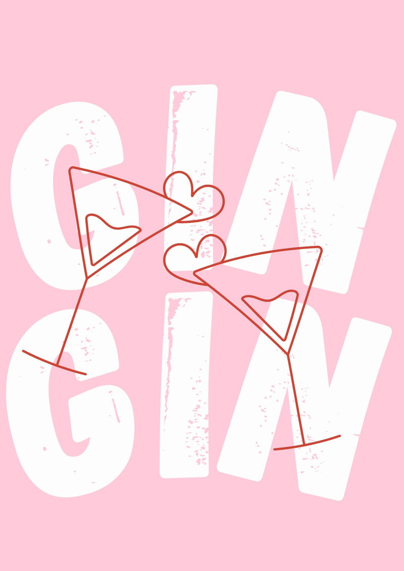 Gin Cheers Illustrated Text A4 Print - Sugar + Style