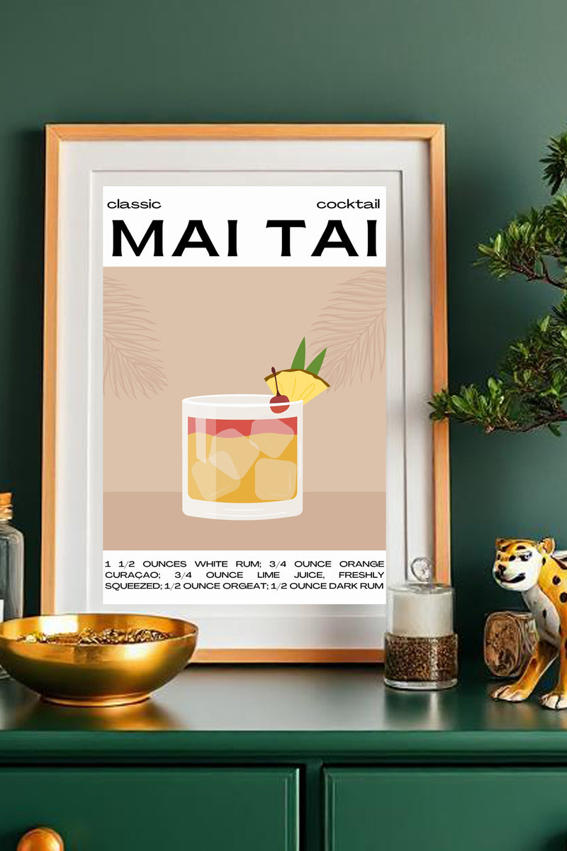 Mai Tai Illustrated Recipe A4 Print - Sugar + Style