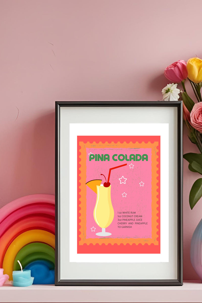 Pina Colada Illustrated Recipe A4 Print - Sugar + Style