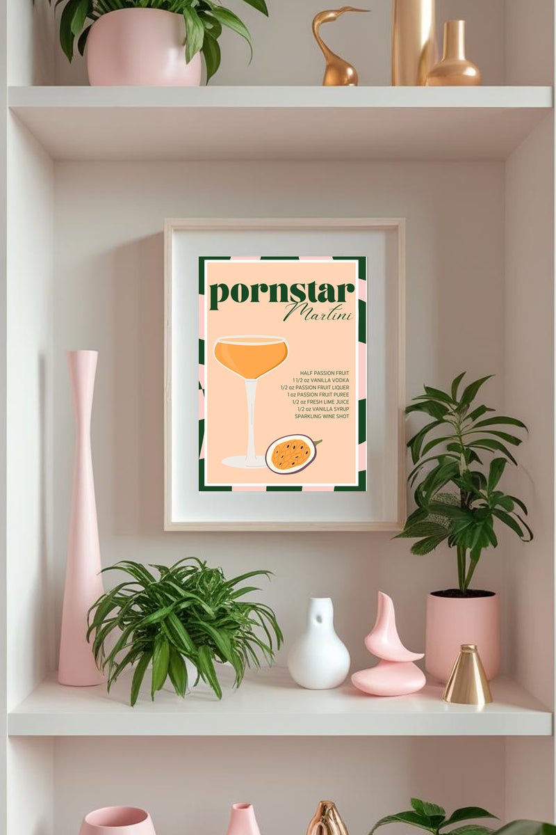 Pornstar Martini Illustrated Recipe A4 Print - Sugar + Style