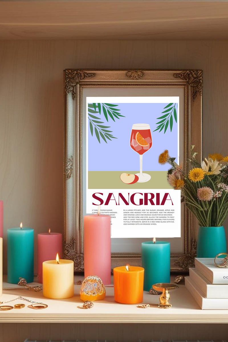 Sangria Illustrated Recipe A4 Print - Sugar + Style