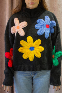 Crochet Applique Bold Floral Jumper - Sugar + Style
