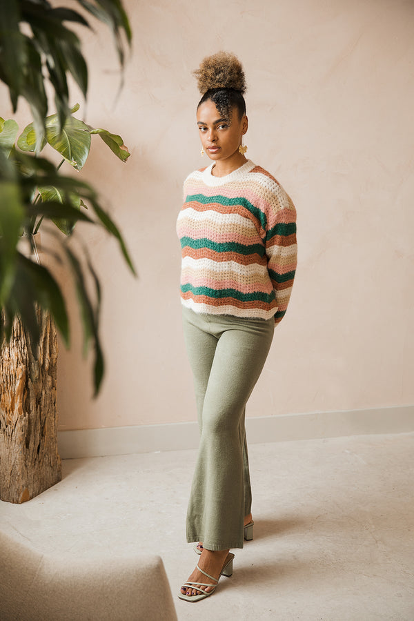 Relaxed Wide Leg Knit Trousers - Sugar + Style