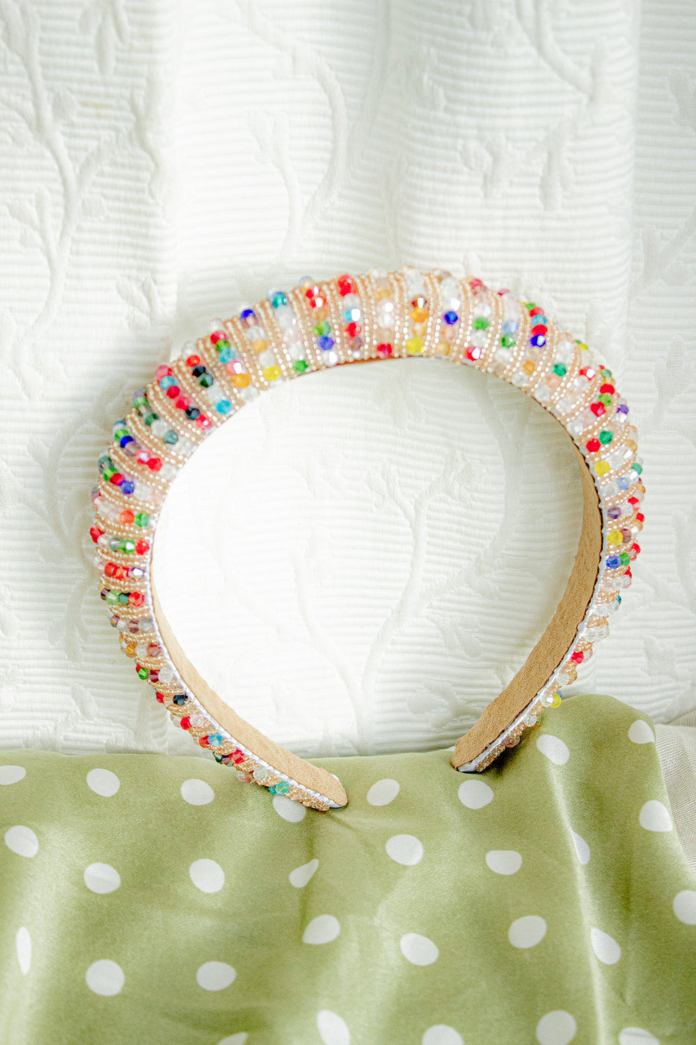 Rainbow Twisted Bead Sequin Sparkle Headband - Sugar + Style