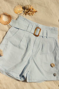 High Waisted Tailored Shorts with Belt - Sugar + Style