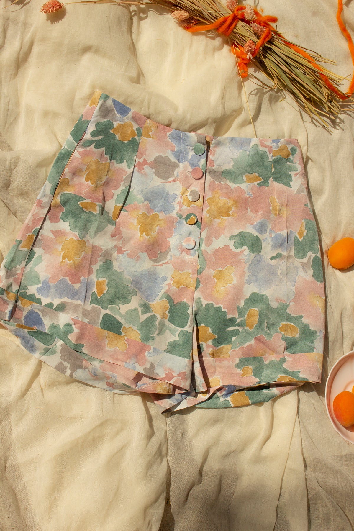 Floral High Waisted Floaty Shorts - Sugar + Style