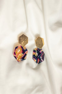 Two Tier Irregular Hexagon Stud Dangle Earrings - Sugar + Style