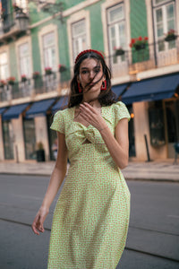 Cut Out Front Gingham Floral Midi Dress - Sugar + Style