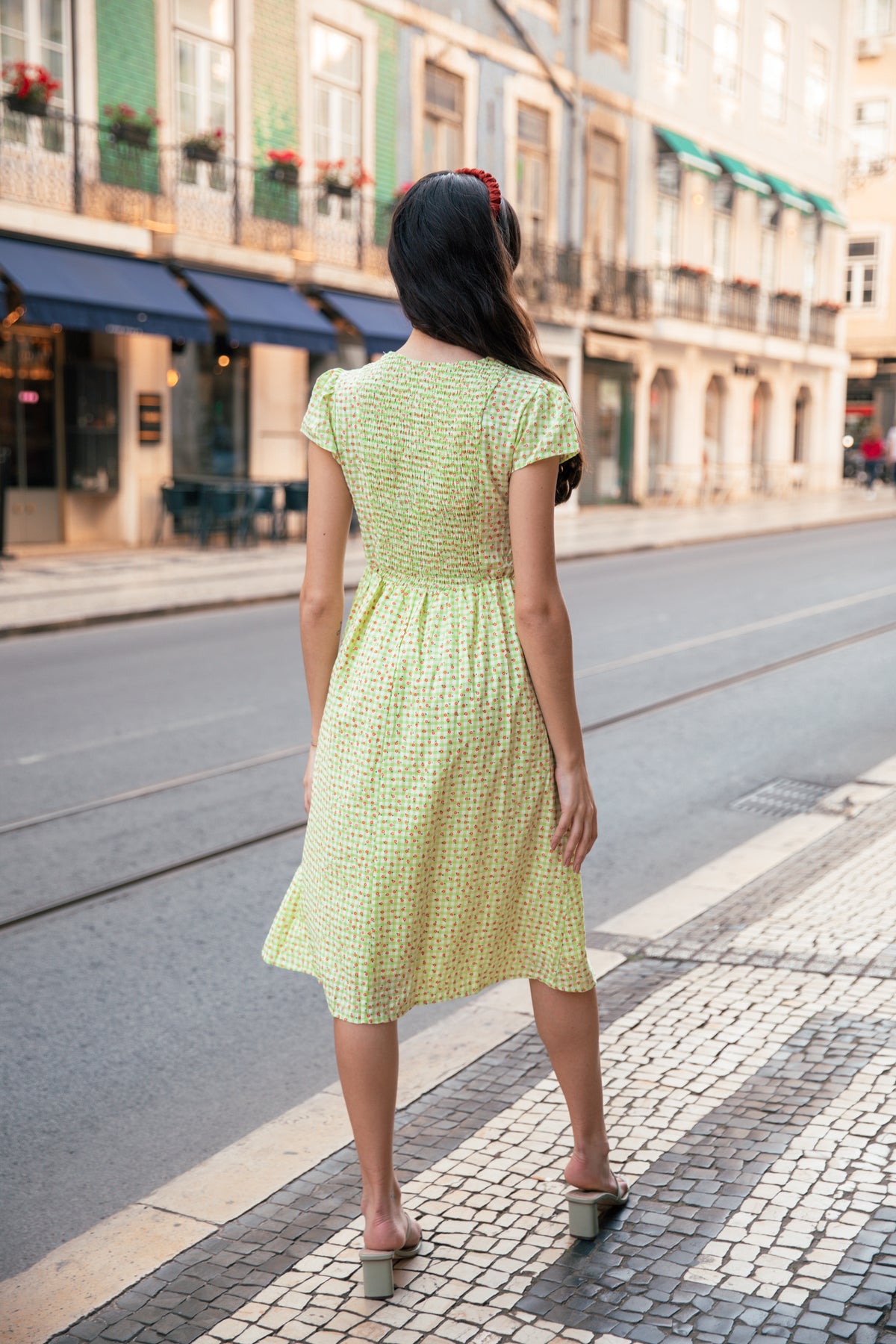 Cut Out Front Gingham Floral Midi Dress - Sugar + Style