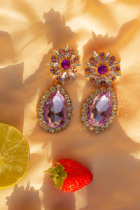 Oversized Flower Jewel Dangle Earring - Sugar + Style