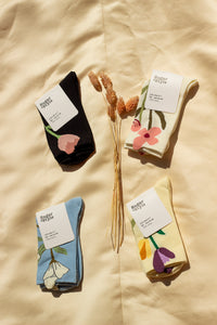 Flower Illustrated Ankle Top Socks - Sugar + Style