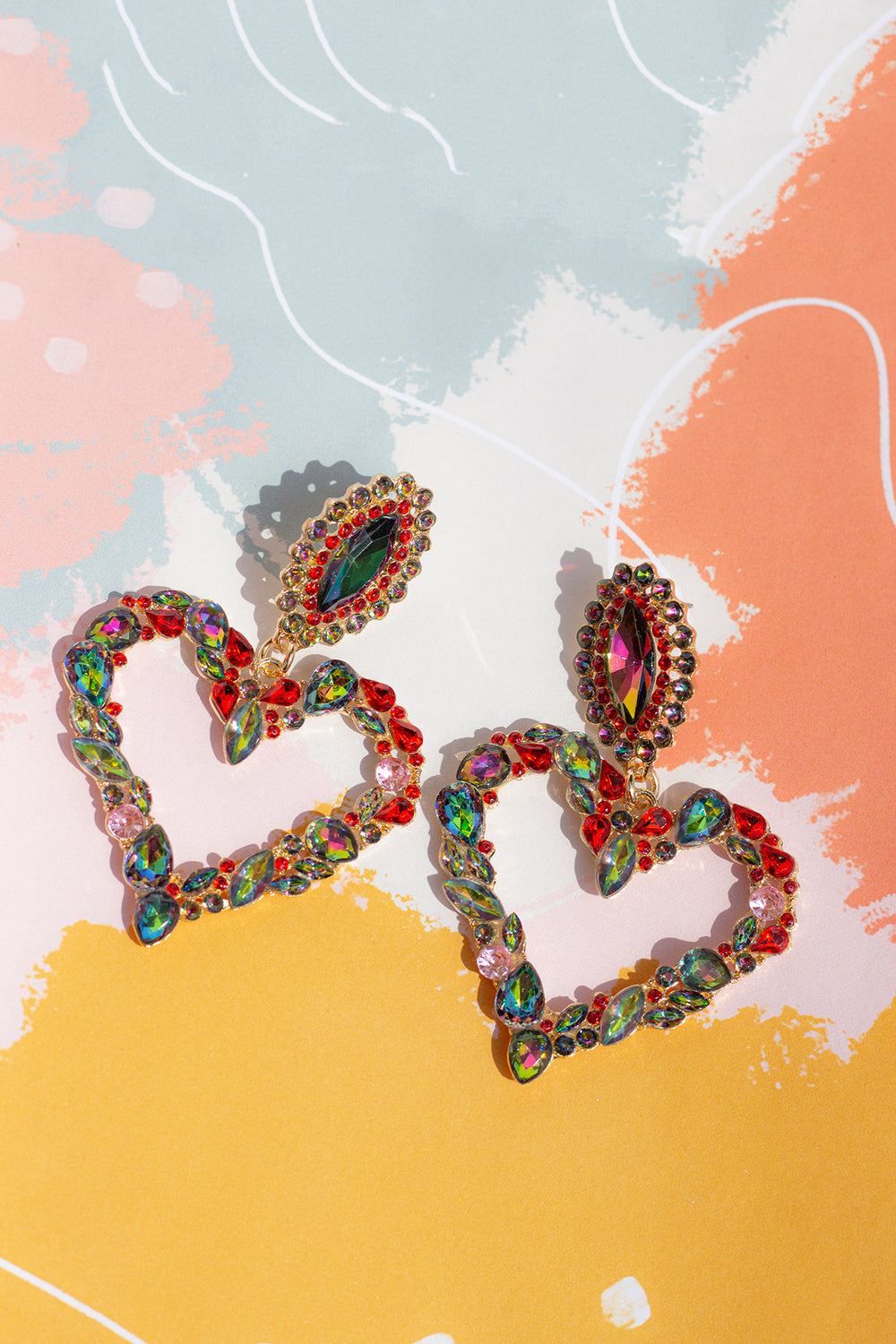 Sparkly Heart Outline Gem Earrings - Sugar + Style