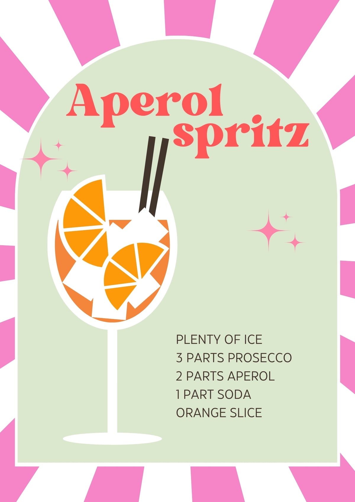 Aperol Spritz Illustrated Recipe A4 Print - Sugar + Style