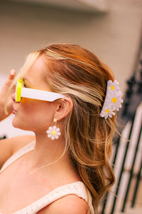 Glittery Daisy Earrings - Sugar + Style