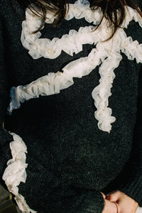 Ribbon Ruffle Detail Knit Jumper - Sugar + Style