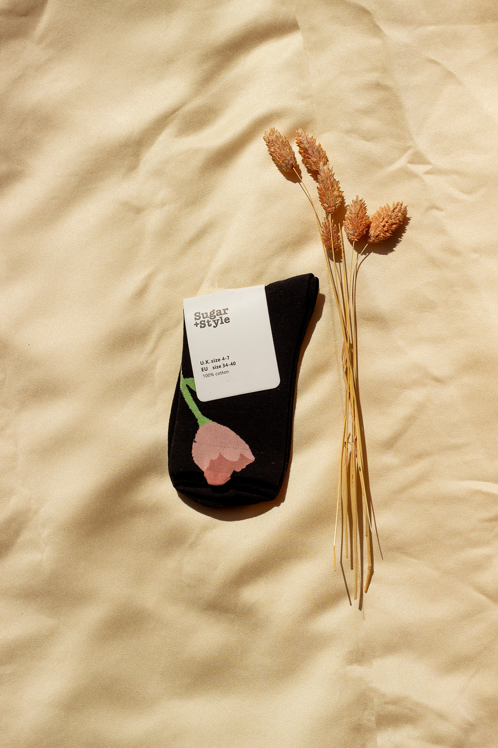 Flower Illustrated Ankle Top Socks - Sugar + Style