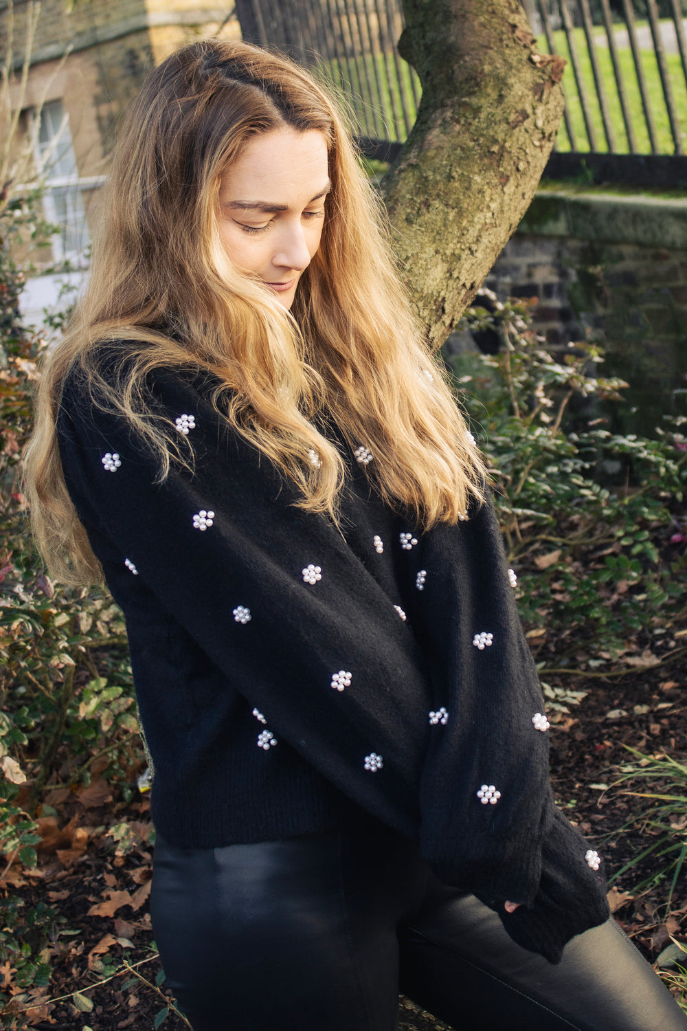 Pearl Cluster Embellished Jumper - Sugar + Style