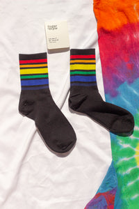 Varied Rainbow Stripe Top Socks - Sugar + Style