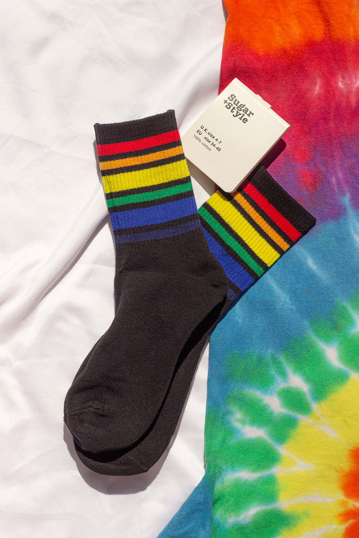 Varied Rainbow Stripe Top Socks - Sugar + Style