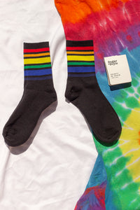 Varied Rainbow Stripe Top Socks - Sugar + Style