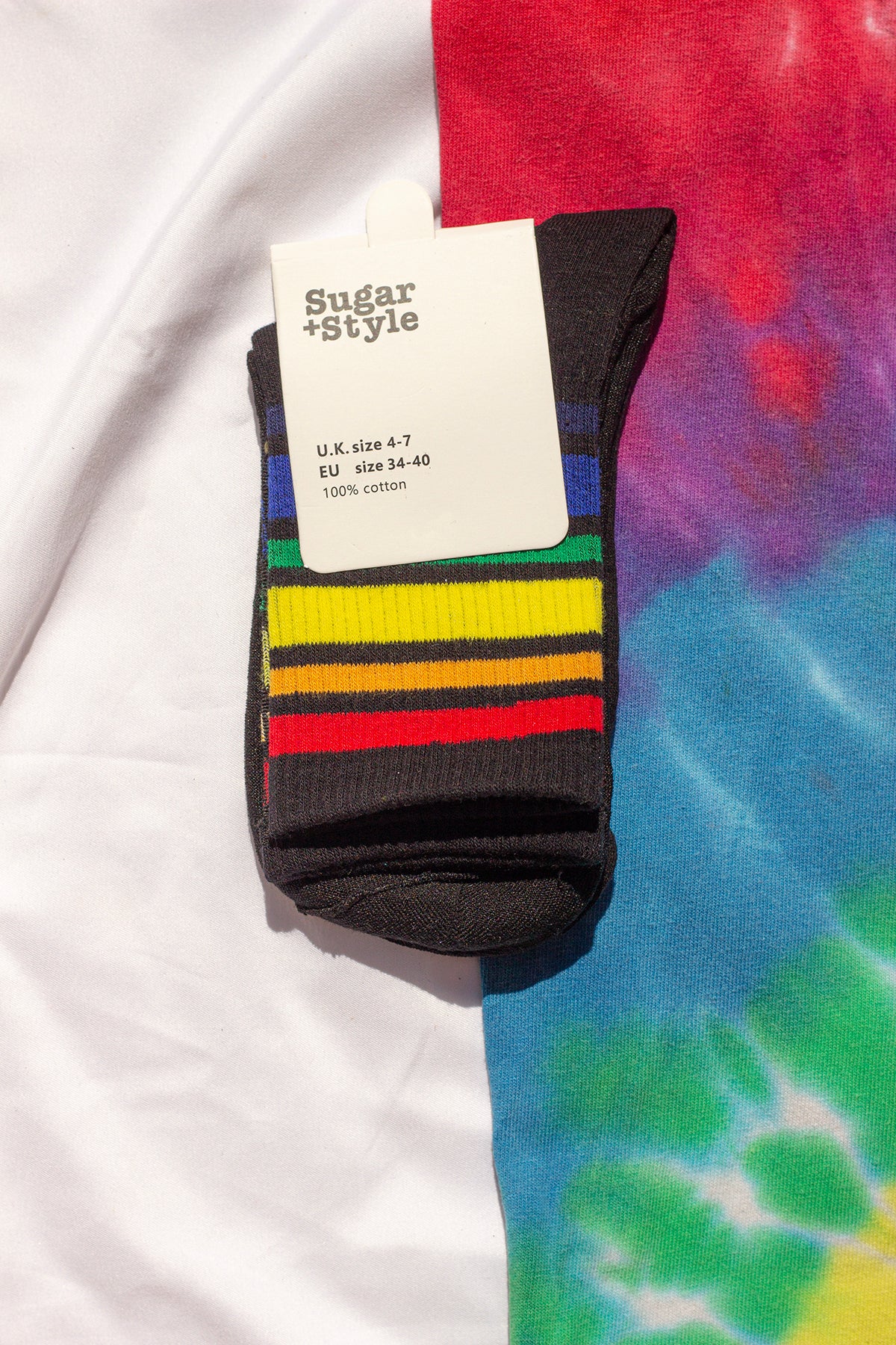 Varied Rainbow Stripe Top Socks - Sugar + Style