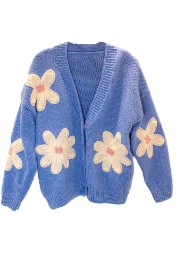 Crochet Applique Floral Cardigan - Sugar + Style