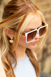 Gold Heart Pearl Dangle Earrings - Sugar + Style