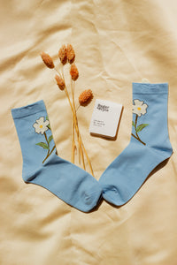 Flower Illustrated Ankle Top Socks - Sugar + Style