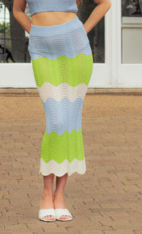 Crochet Style Wavy Pattern Pencil Skirt - Sugar + Style