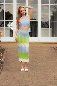 Crochet Style Wavy Pattern Pencil Skirt - Sugar + Style