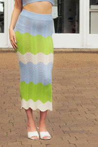 Crochet Style Wavy Pattern Pencil Skirt - Sugar + Style