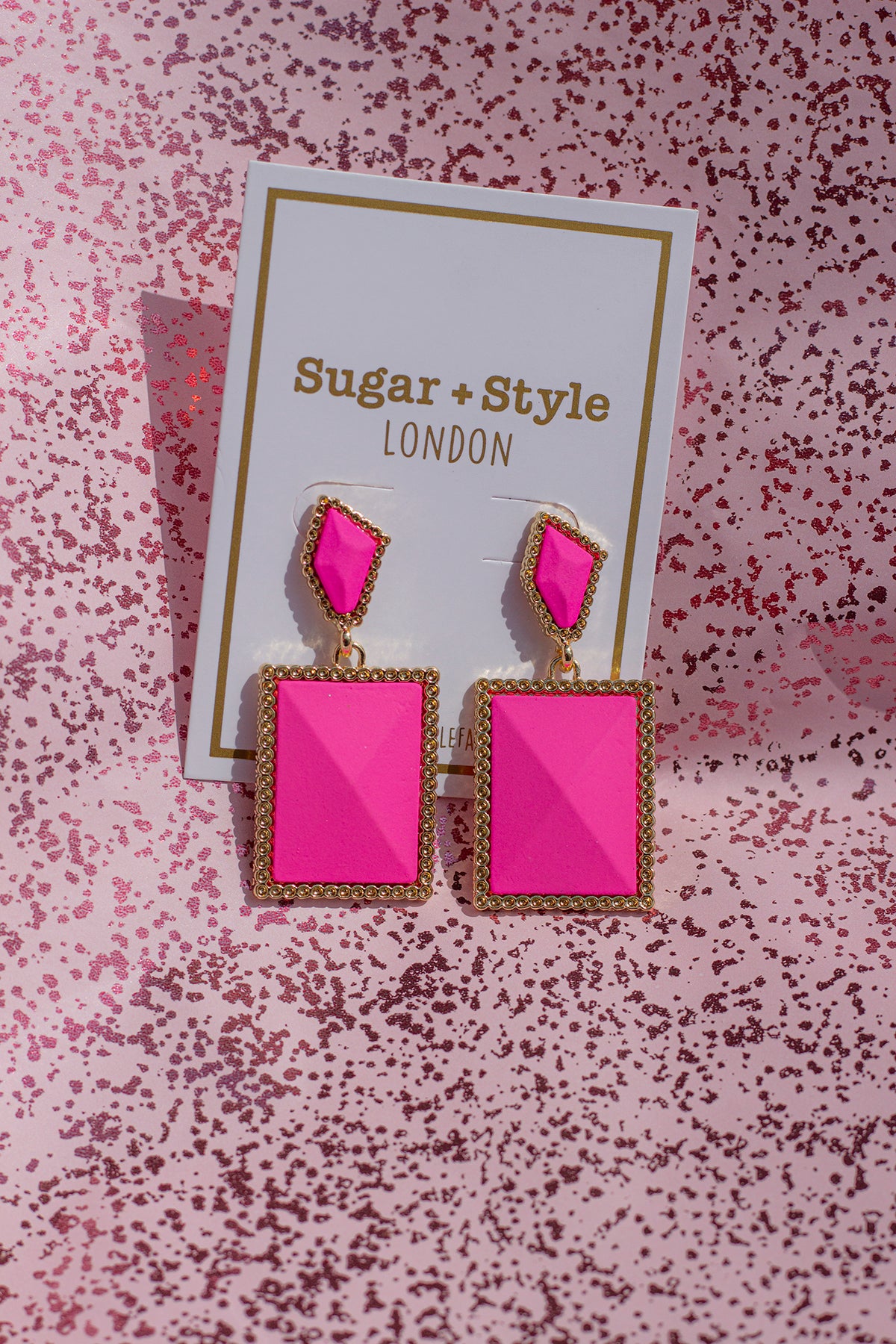 Two Tier Matte Jewel Border Earrings - Sugar + Style