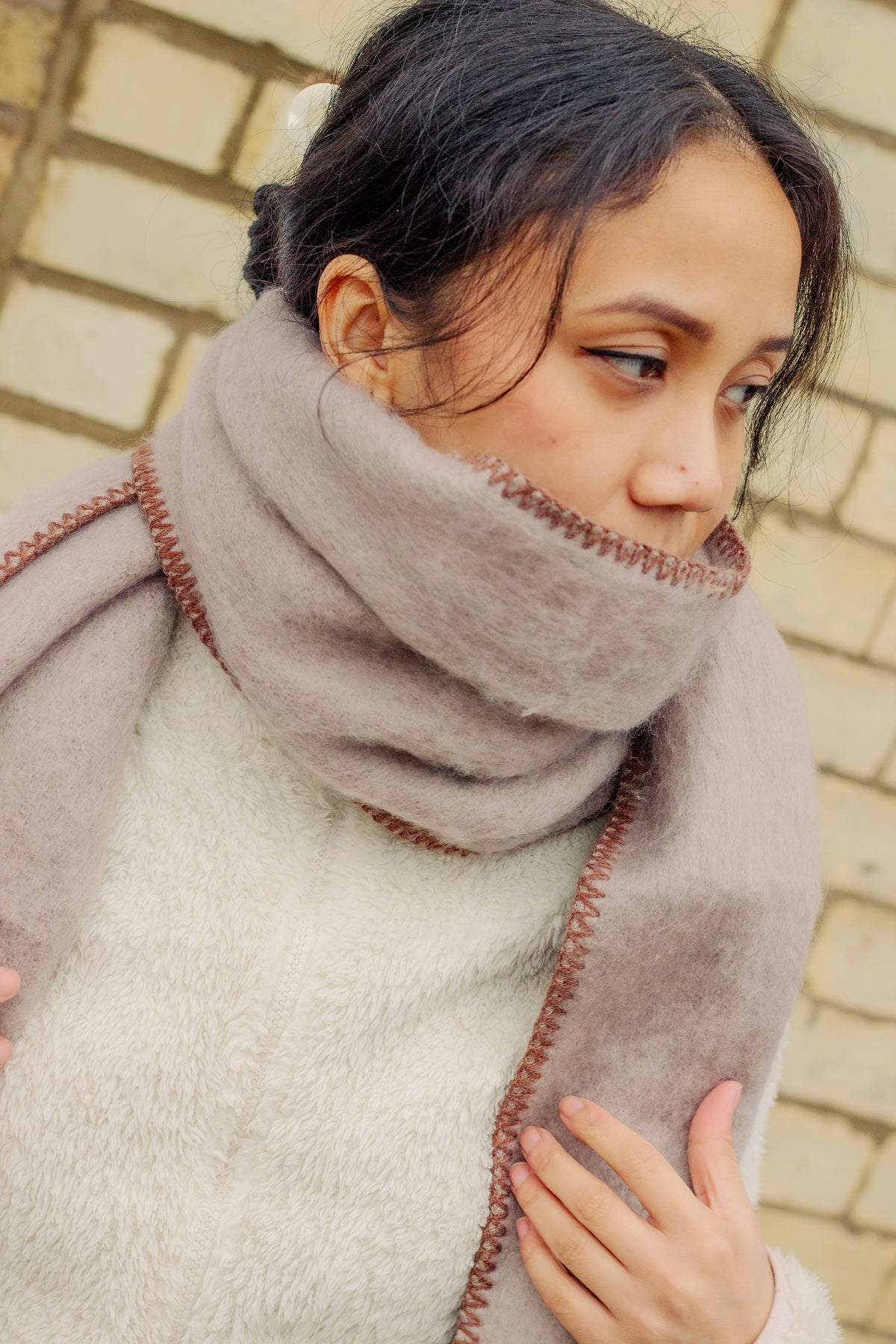 Top Stitch Edge Warm Wrap Scarf - Sugar + Style