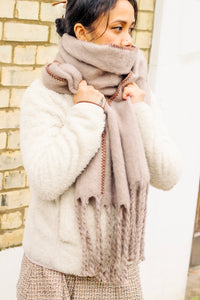 Top Stitch Edge Warm Wrap Scarf - Sugar + Style