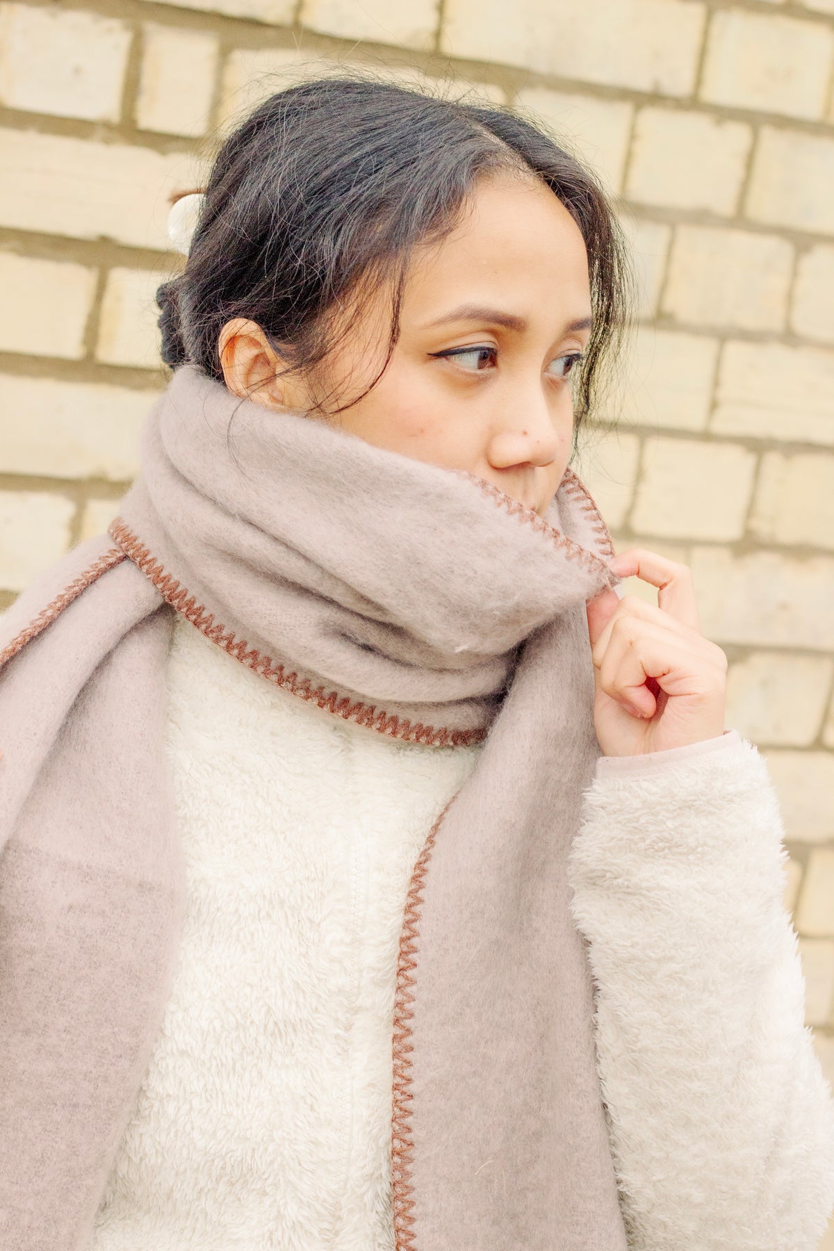 Top Stitch Edge Warm Wrap Scarf - Sugar + Style