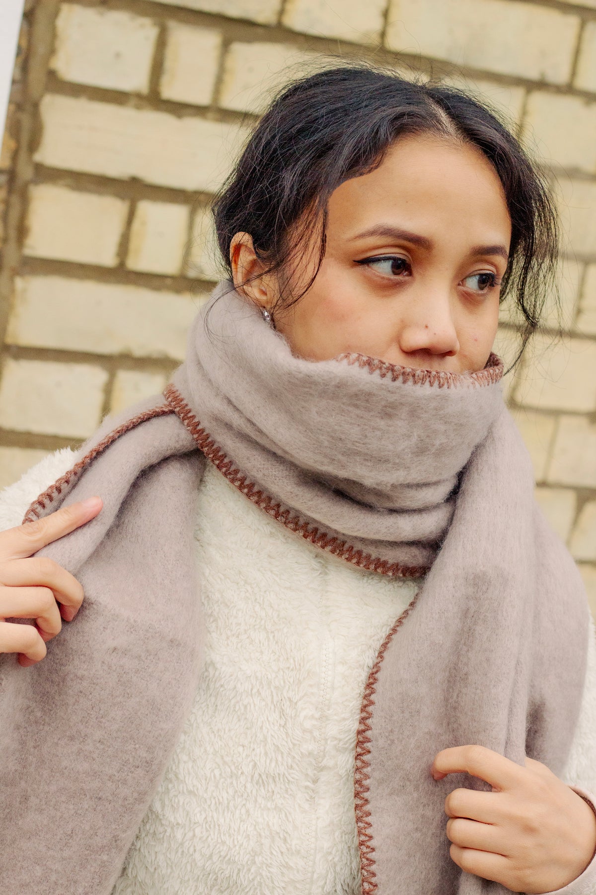 Top Stitch Edge Warm Wrap Scarf - Sugar + Style