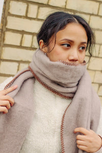 Top Stitch Edge Warm Wrap Scarf - Sugar + Style