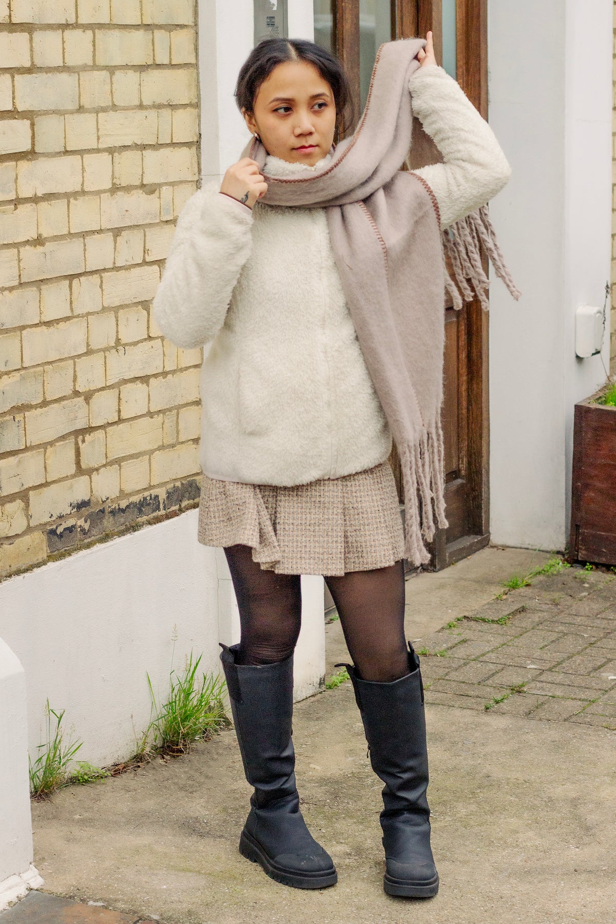 Top Stitch Edge Warm Wrap Scarf - Sugar + Style