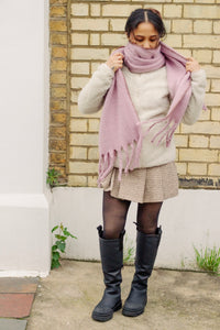 Top Stitch Edge Warm Wrap Scarf - Sugar + Style