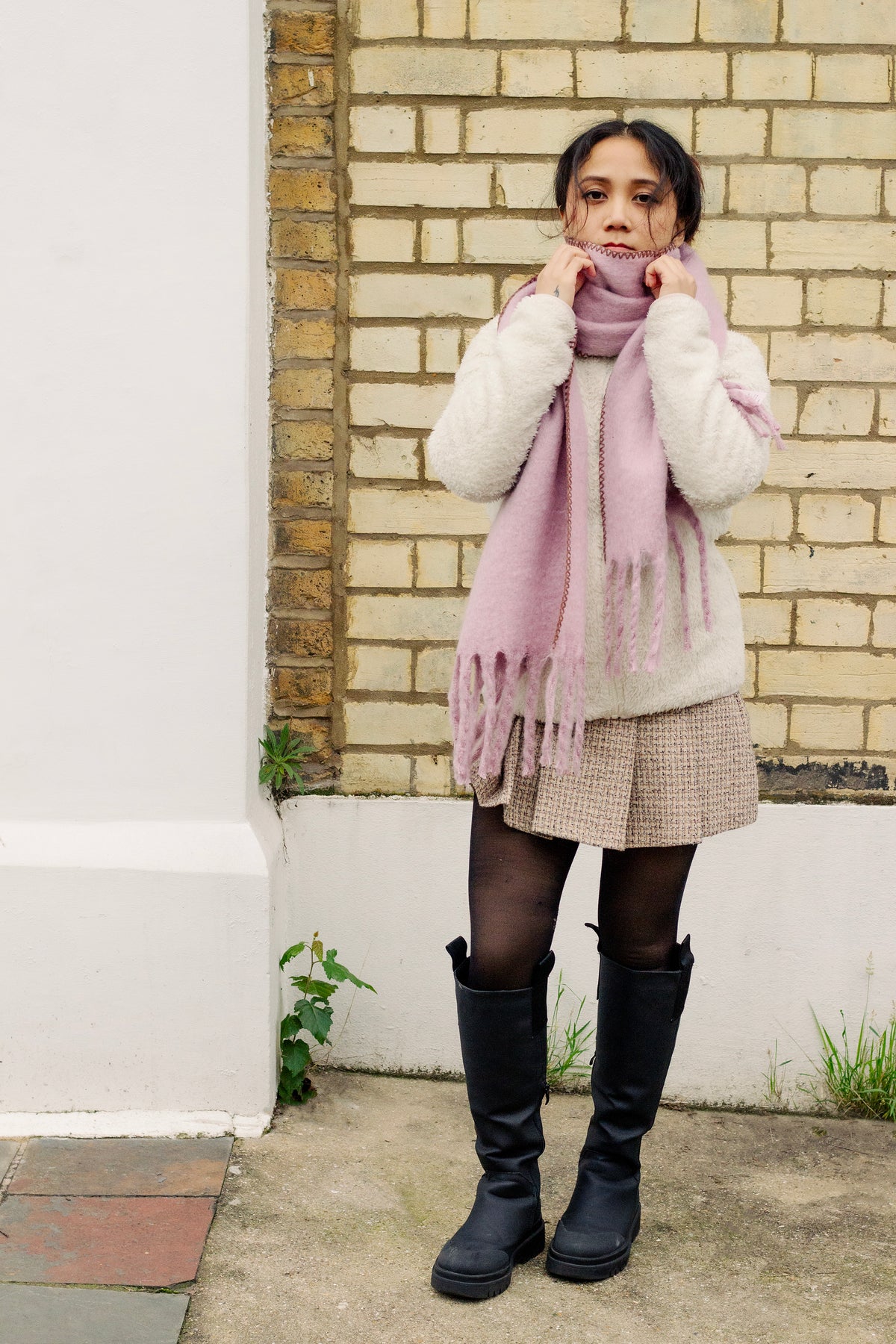 Top Stitch Edge Warm Wrap Scarf - Sugar + Style