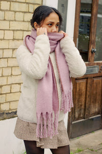 Top Stitch Edge Warm Wrap Scarf - Sugar + Style