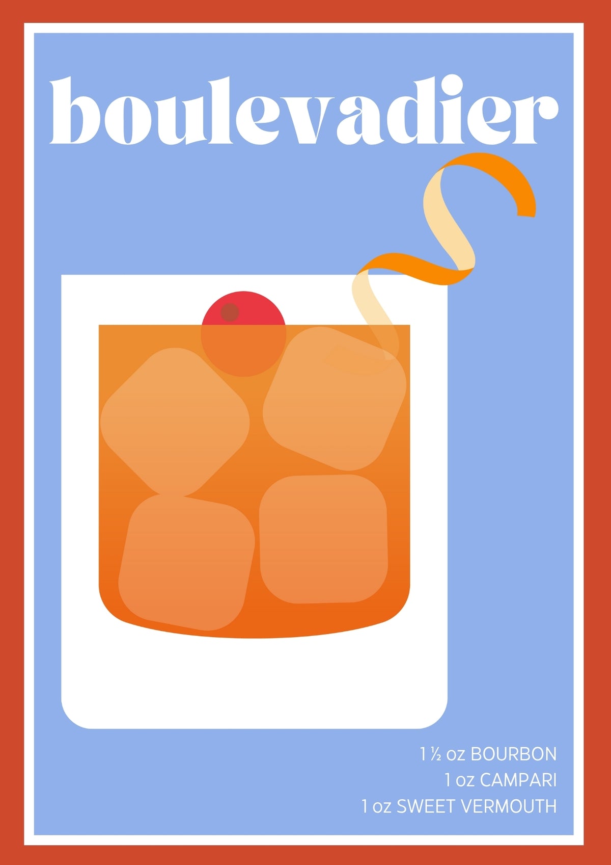 Boulevadier Illustrated Recipe A4 Print - Sugar + Style