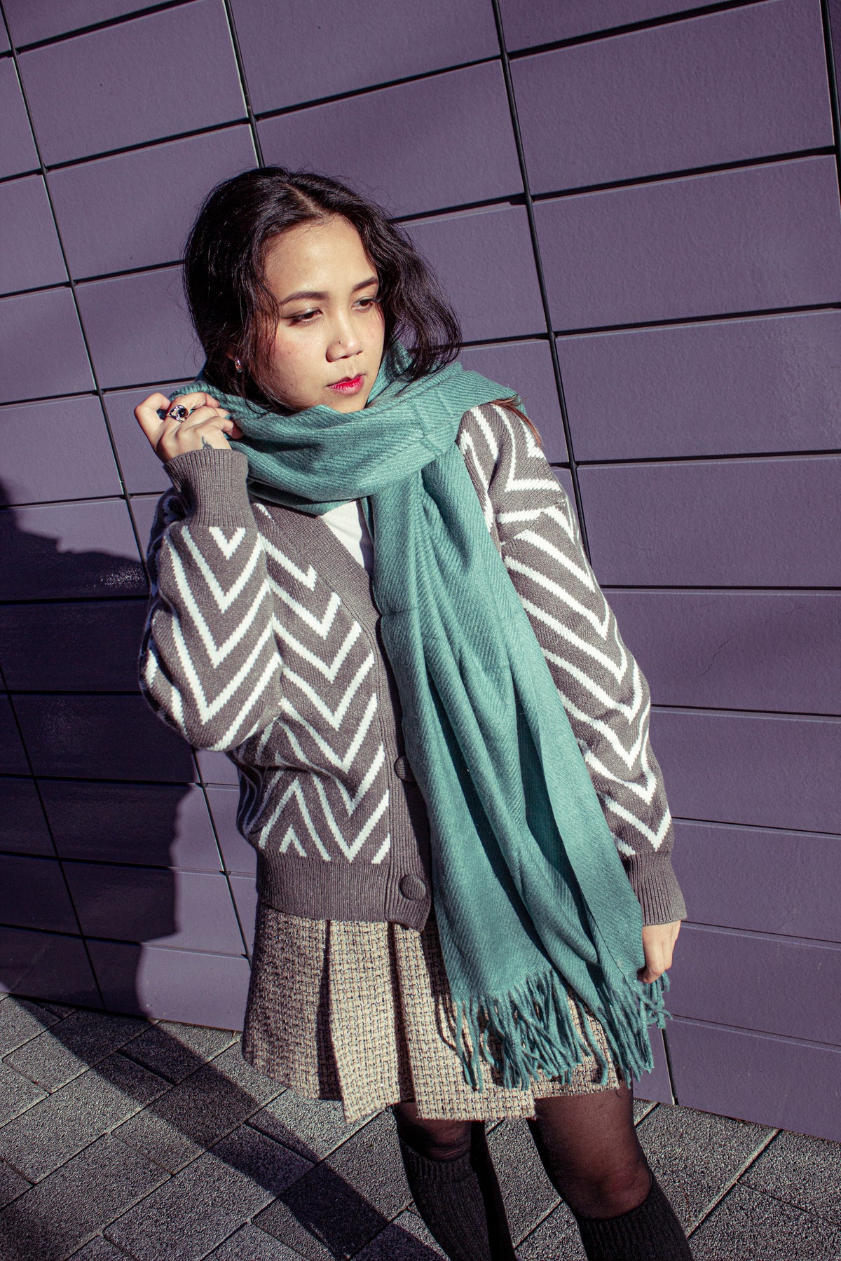 Cashmere Blend Colour Block Scarf - Sugar + Style