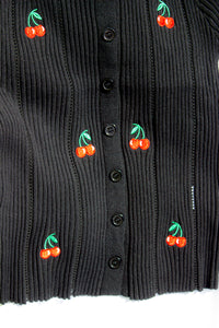 Cherry Embroidery Short Sleeve Shirt - Sugar + Style